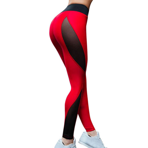 Hot Red And Black Patchwork Leggings For Women