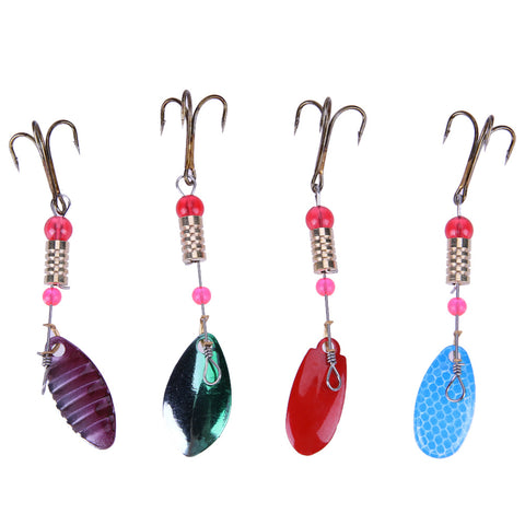 4pcs Red Green Purple and Blue Metal Fishing Hooks