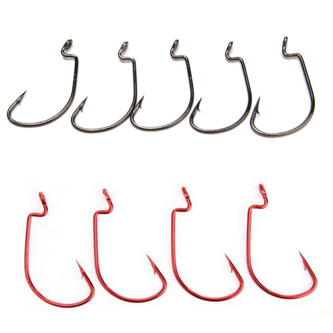 New 50pcs/lot Black/Red High Carbon Steel Fishing Hooks Crank Lead Sharp Hooks 5 Sizes 2#,1#,1/0#,2/0#,3/0# with Carrier Box