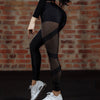 Sexy Women Mesh Patchwork Fitness Leggings Black High Waist Slim Sporting