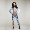 New Women's Fitness Two Piece Set  2018. Sexy Dot Printed Tracksuit Long Sleeve Crop Top And Slim Leggings Suit Sets